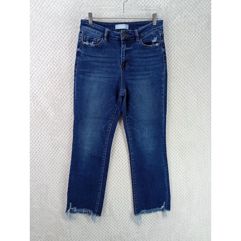 Vervet Blue Women's 28 Dark Wash High Rise Ankle Kick Flare Jeans T5414